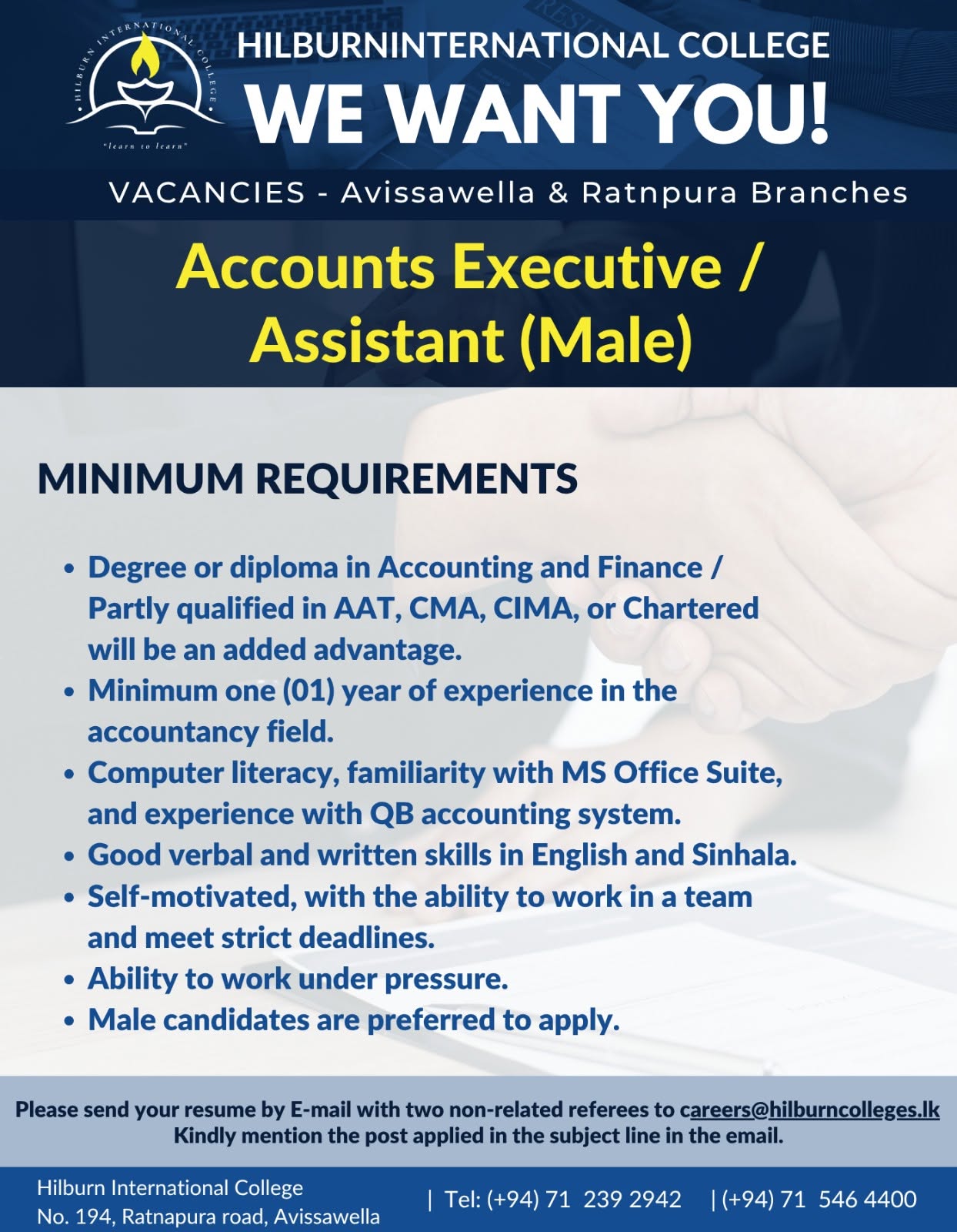 Accounts Executive / Assistant (Male)