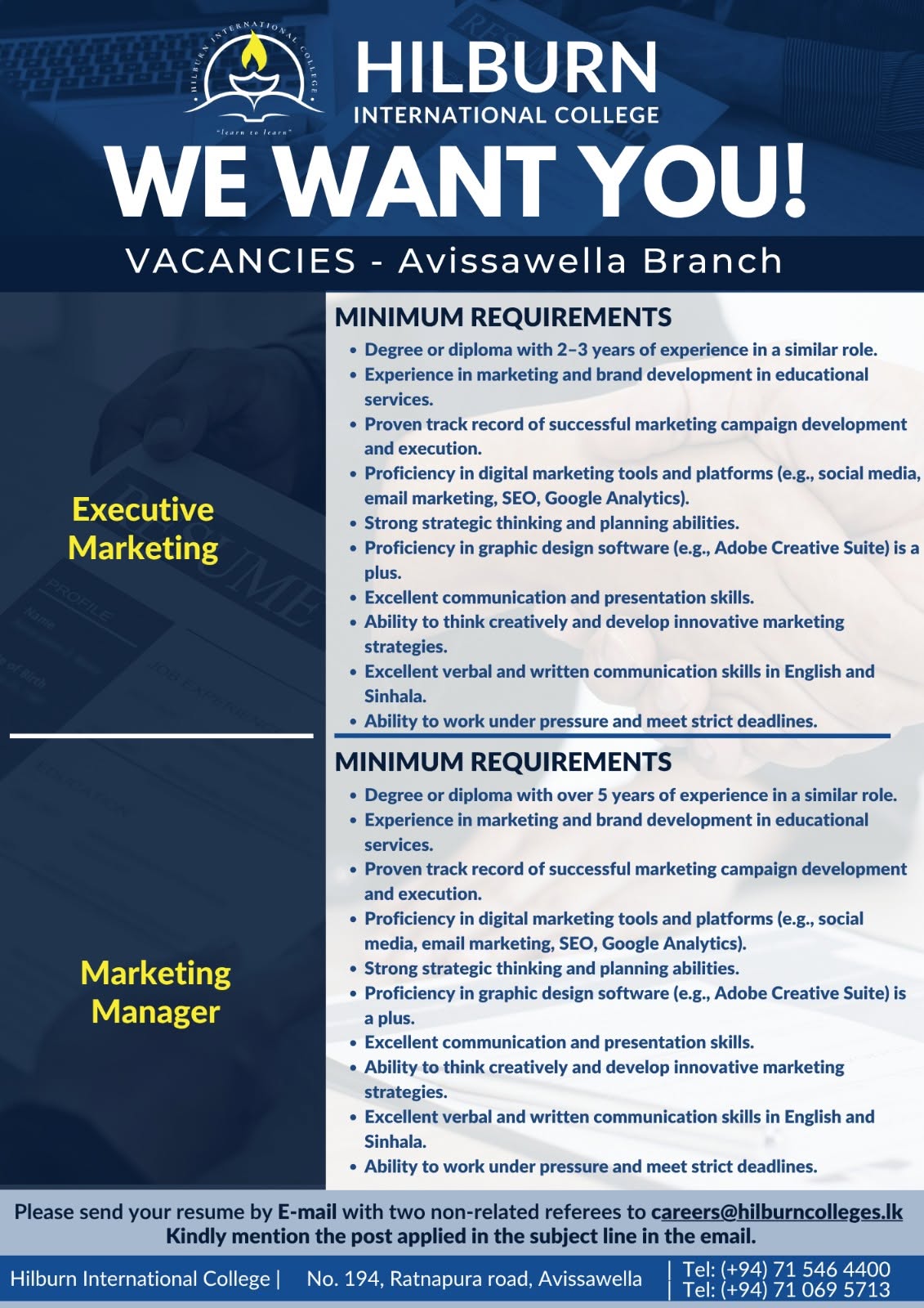 Marketing Manager / Marketing Executive