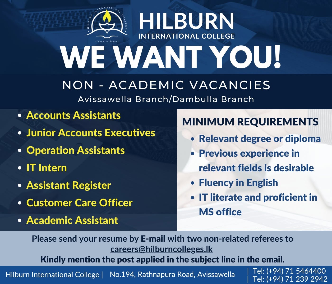 Non Academic Vacancies