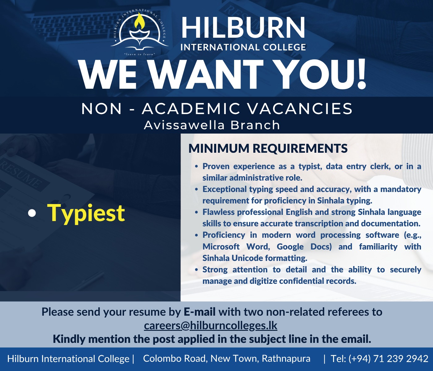Non Academic Vacancies